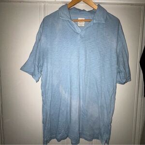 Johnny O Men's large Light Blue short sleeve Polo Shirt flawed faded